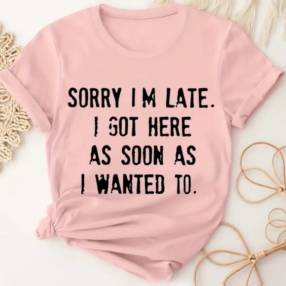 Tops - Soft Pink Women's Medium Tee with Bold Text
